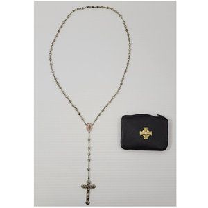 *B) Vintage Creed Sterling Catholic Metal Beaded Rosary Crucifix Cross